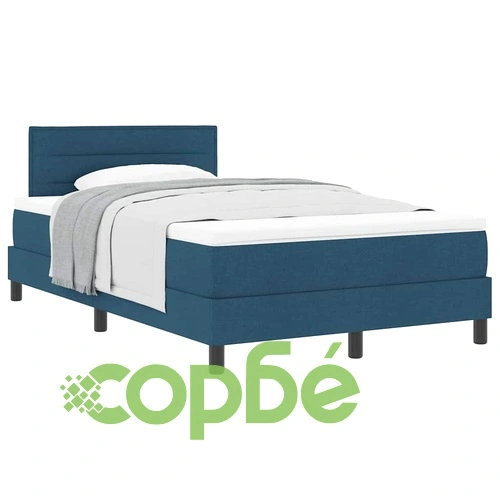 Континентално легло с матрак синьо 120x190 см текстил ➤ топ цена ➤ sorbe.bg