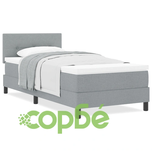 Легло с пружини и матрак 90x190 см, светлосиво, текстилна тапицерия ➤ топ цена ➤ sorbe.bg