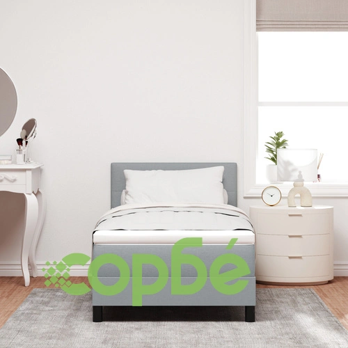 Легло с пружини и матрак 90x190 см, светлосиво, текстилна тапицерия ➤ топ цена ➤ sorbe.bg