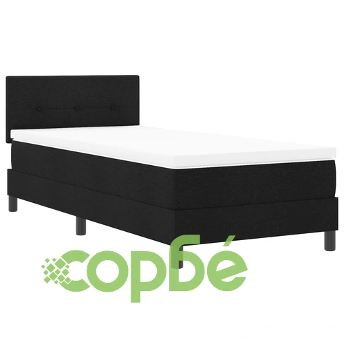 Кутия с пружина и матрак 90x190 см Черен Текстил ➤ топ цена ➤ sorbe.bg