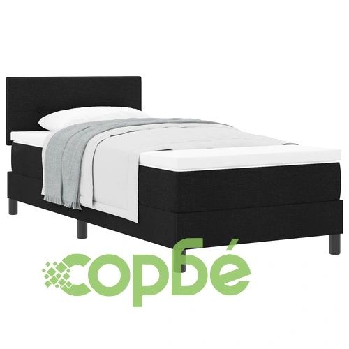 Кутия с пружина и матрак 90x190 см Черен Текстил ➤ топ цена ➤ sorbe.bg