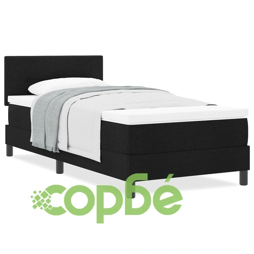 Кутия с пружина и матрак 90x190 см Черен Текстил ➤ топ цена ➤ sorbe.bg