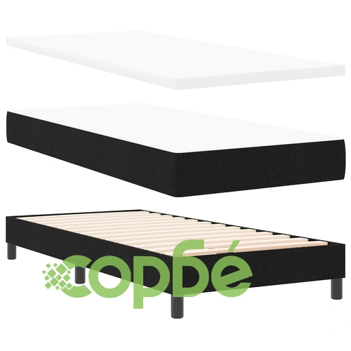 Кутия с пружина и матрак 90x190 см Черен Текстил ➤ топ цена ➤ sorbe.bg