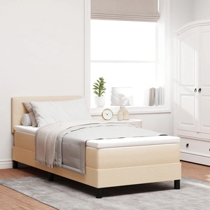 Еднолично легло с пружинен матрак 90x200 см, бежов текстил