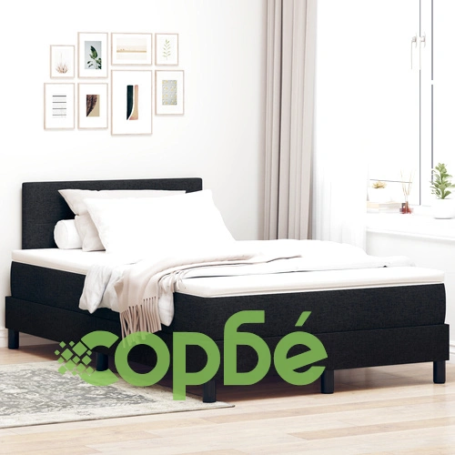 Легло с пружина и матрак 120x190 см - черен тъкан плат ➤ топ цена ➤ sorbe.bg