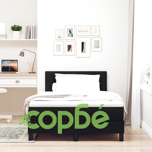 Легло с пружина и матрак 120x190 см - черен тъкан плат ➤ топ цена ➤ sorbe.bg