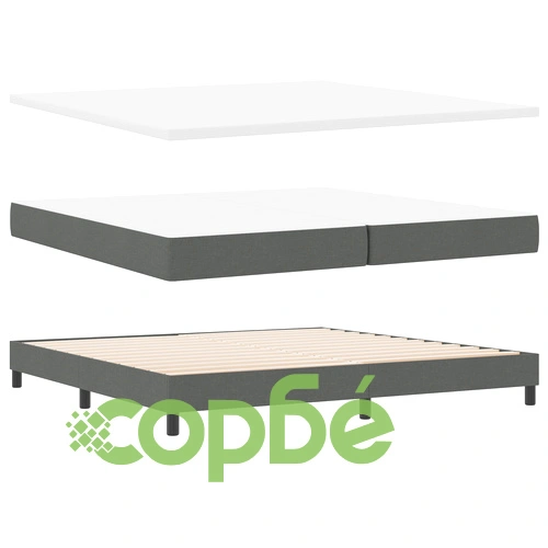 Легло с пружинна основа и матрак, тъмно сиво, 200x200 см, текстилна тапицерия ➤ топ цена ➤ sorbe.bg