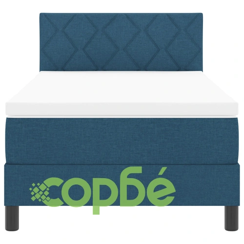 Box Spring легло с матрак от полиестерен плат в синьо 90x190 см ➤ топ цена ➤ sorbe.bg