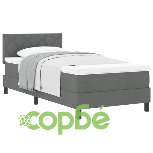 Легло с кутиен матрак 100x200 см - тъмно сиво, тъкан с включен топер ➤ топ цена ➤ sorbe.bg