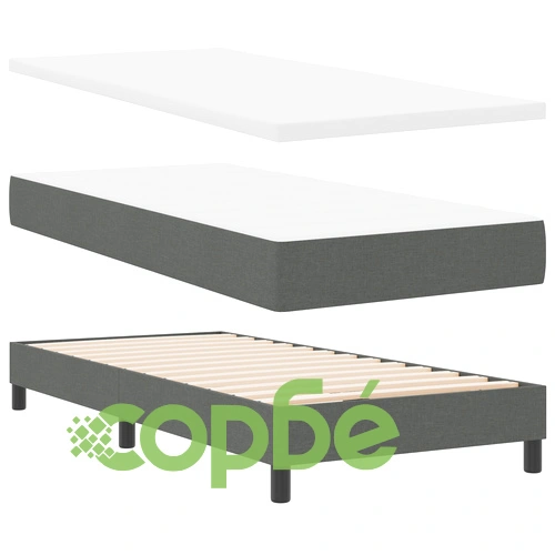 Легло с кутиен матрак 100x200 см - тъмно сиво, тъкан с включен топер ➤ топ цена ➤ sorbe.bg