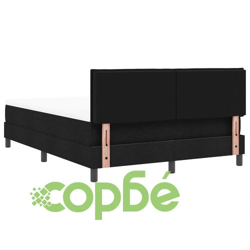 Легло с пружина и матрак 140x190 см Черен текстил с дървена рамка ➤ топ цена ➤ sorbe.bg