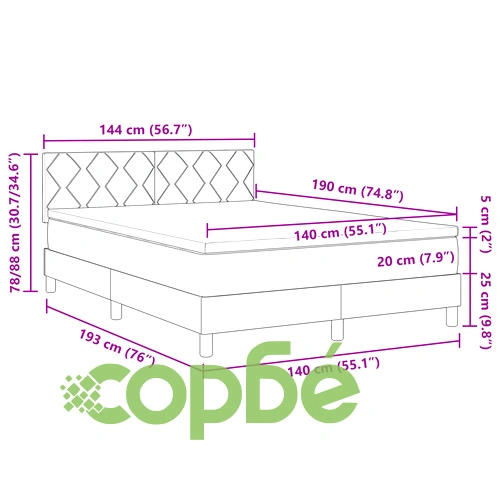 Легло с пружина и матрак 140x190 см Черен текстил с дървена рамка ➤ топ цена ➤ sorbe.bg
