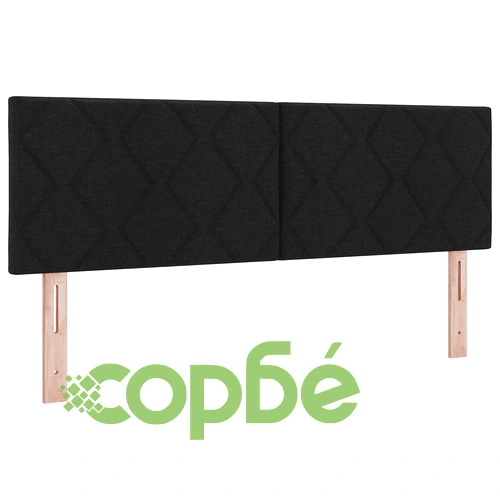 Легло с пружина и матрак 140x190 см Черен текстил с дървена рамка ➤ топ цена ➤ sorbe.bg