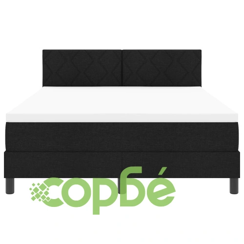 Легло с пружина и матрак 140x190 см Черен текстил с дървена рамка ➤ топ цена ➤ sorbe.bg