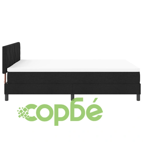 Легло с пружина и матрак 140x190 см Черен текстил с дървена рамка ➤ топ цена ➤ sorbe.bg