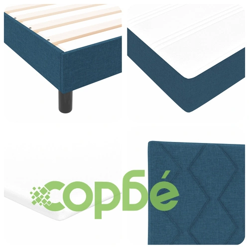 Легло с пружини и матрак 140x200 см, текстилна тапицерия в синьо ➤ топ цена ➤ sorbe.bg