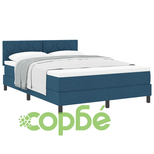 Легло с пружини и матрак 140x200 см, текстилна тапицерия в синьо ➤ топ цена ➤ sorbe.bg