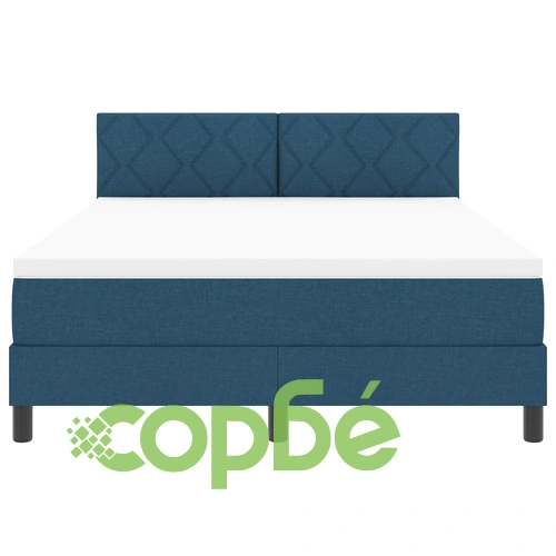 Легло с пружини и матрак 140x200 см, текстилна тапицерия в синьо ➤ топ цена ➤ sorbe.bg