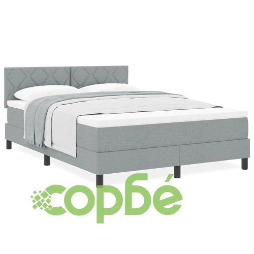 Кутия с пружини и матрак от текстил в светлосив цвят 160x200 см ➤ топ цена ➤ sorbe.bg