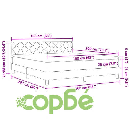 Легло с матрак от текстил в тъмно сиво 160x200 см ➤ топ цена ➤ sorbe.bg