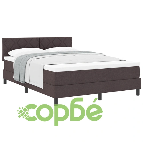Box Spring легло с матрак от текстилен плат, тъмно кафяво, 160x200 см ➤ топ цена ➤ sorbe.bg