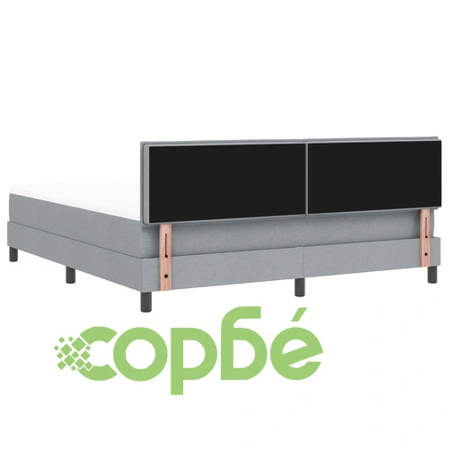 Легло с матрак от текстил в светлосиво 180x200 см с дървена рамка ➤ топ цена ➤ sorbe.bg