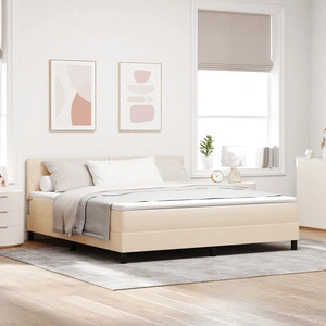 Легло с кутия и матрак от тъкан в кремав цвят 180x200 см