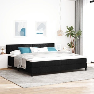 Боксово легло с матрак от текстил в черно 200x200 см