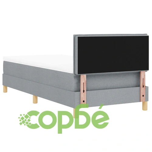 Кутиевидно пружинно легло с матрак 80x200 см, светлосива тъкан ➤ топ цена ➤ sorbe.bg