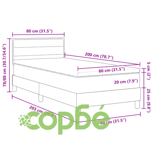 Легло с пружина и матрак 80x200 см, Синьо, Тъкан полиестер ➤ топ цена ➤ sorbe.bg