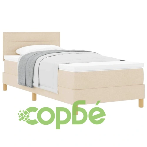 Континентално легло с матрак крем 90x190 см текстил ➤ топ цена ➤ sorbe.bg