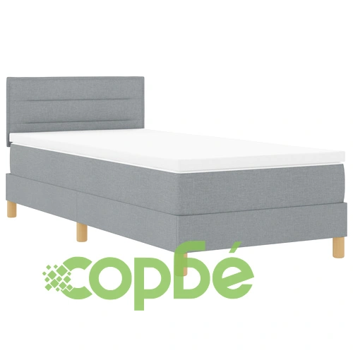 Кутия с пружини с матрак 90x200 см - Светлосив Полиестер Тъкан ➤ топ цена ➤ sorbe.bg