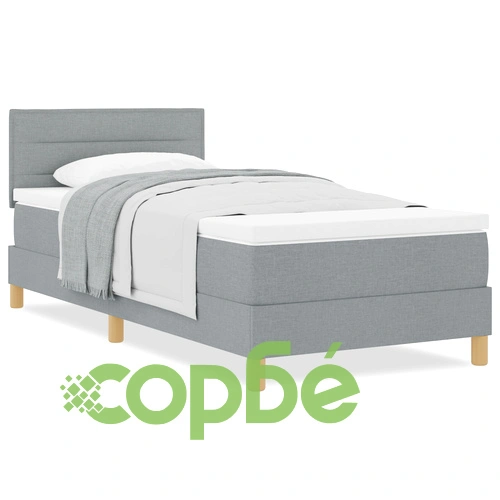 Кутия с пружини с матрак 90x200 см - Светлосив Полиестер Тъкан ➤ топ цена ➤ sorbe.bg