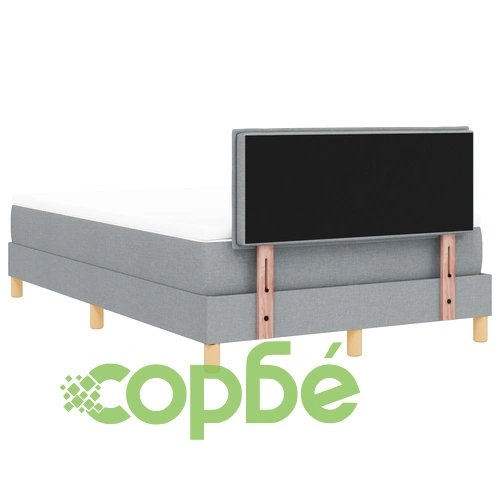 Легло с пружини и матрак 120x190 см, Светлосив текстил ➤ топ цена ➤ sorbe.bg