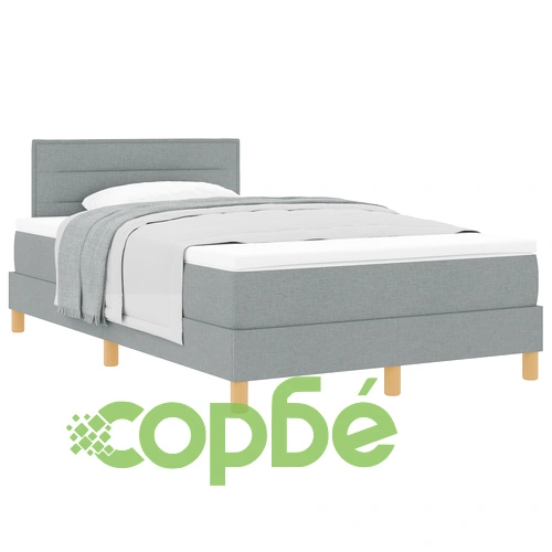 Легло с пружини и матрак 120x190 см, Светлосив текстил ➤ топ цена ➤ sorbe.bg