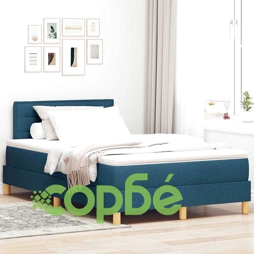 Континентално легло с матрак синьо 120x190 см текстил ➤ топ цена ➤ sorbe.bg
