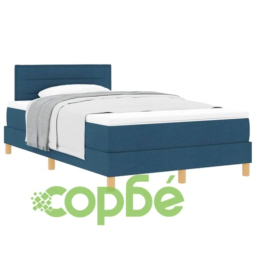 Континентално легло с матрак синьо 120x190 см текстил ➤ топ цена ➤ sorbe.bg