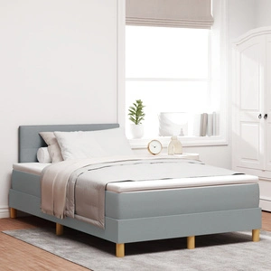 Легло с повдигащ се капак и матрак 120x200 см Светлосиво Тъкан