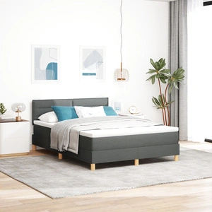 Легло с пружини и матрак от тъкан в тъмно сиво 140x190 см