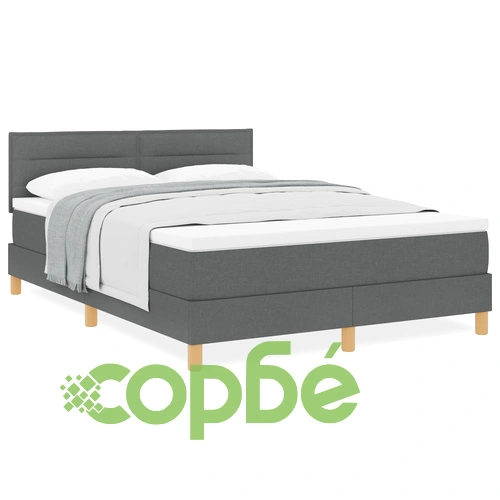 Легло с пружини и матрак от тъкан в тъмно сиво 140x190 см ➤ топ цена ➤ sorbe.bg