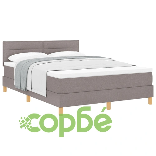 Легло с пружини и матрак 140x190 см, текстилна тапицерия в цвят таупе ➤ топ цена ➤ sorbe.bg