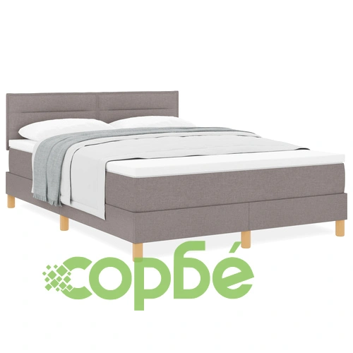 Легло с пружини и матрак 140x190 см, текстилна тапицерия в цвят таупе ➤ топ цена ➤ sorbe.bg