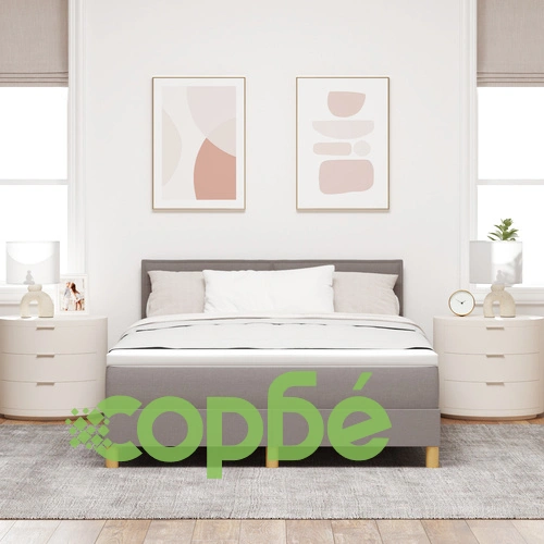 Легло с пружини и матрак 140x190 см, текстилна тапицерия в цвят таупе ➤ топ цена ➤ sorbe.bg