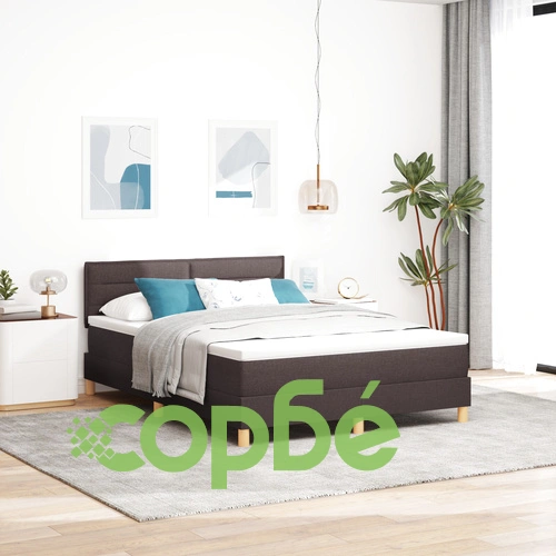 Легло с пружини и матрак 160x200 см от тъкан в тъмно кафяв цвят ➤ топ цена ➤ sorbe.bg