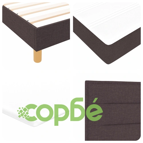 Легло с пружини и матрак 160x200 см от тъкан в тъмно кафяв цвят ➤ топ цена ➤ sorbe.bg