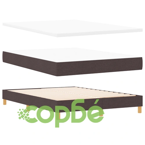 Легло с пружини и матрак 160x200 см от тъкан в тъмно кафяв цвят ➤ топ цена ➤ sorbe.bg