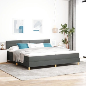 Кутия с пружини с матрак 200x200 см - Тъмен сив, Тъкан материал