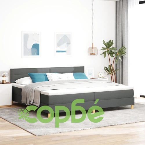 Кутия с пружини с матрак 200x200 см - Тъмен сив, Тъкан материал ➤ топ цена ➤ sorbe.bg