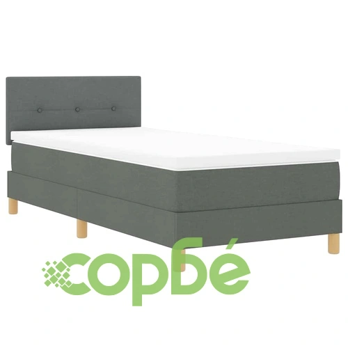 Континентално легло с матрак и топер тъмносиво 90x190 см полиестер ➤ топ цена ➤ sorbe.bg