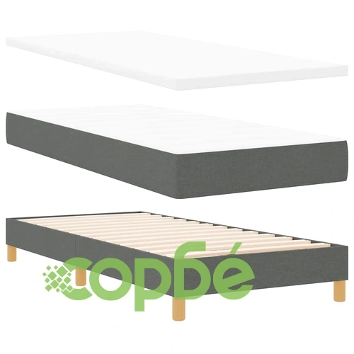 Континентално легло с матрак и топер тъмносиво 90x190 см полиестер ➤ топ цена ➤ sorbe.bg